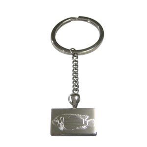 Silver Toned Rectangular Etched African Cichlid Fish Pendant Keychain